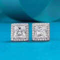 wholesale S925 Silver New 7*7 Princess Cut High Carbon Diamond Stud Earrings Drop Shipping Live-0-0