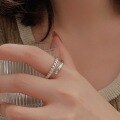 wholesale S925 Sterling Silver Double Layer Open Ring for Women, Korean Style Summer New Arrival, Internet Celebrity Trend, Minimalist and Fashionable High-End Feel Ring-0-2