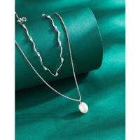 wholesale 925 Sterling Silver Freshwater Pearl Layered Necklace for Women, Minimalist and Elegant Double Layer Choker Accessory-Freshwater Pearl Double Necklace 005610 925 Silver