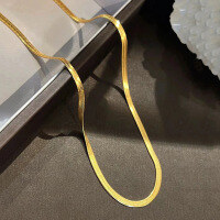 wholesale S925 Sterling Silver Flat Snake Bone Chain Necklace,Hip-Hop Personality Ins Style Unisex Pendant Chain Blade Link Chain Wholesale.-Golden color > chain thickness 3.2mm / 40cm (approx. 6.05g).