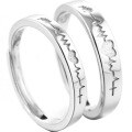 wholesale S925 silver minimalist open-end diamond wedding band set for couples, pure silver men's and women's matching rings with premium niche aesthetic-0-5