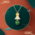 wholesale S925 Sterling Silver Sunny Doll Necklace, Cute Cartoon Character Pendant, Niche Design Collarbone Chain, New Year Accessory-0-0