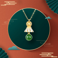 wholesale S925 Sterling Silver Sunny Doll Necklace, Cute Cartoon Character Pendant, Niche Design Collarbone Chain, New Year Accessory-Sunny Doll Necklace>925 Silver