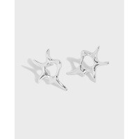 wholesale S925 Sterling Silver 605 Korean Version Ins Small and Edgy Design Minimalist Versatile Irregular Abstract Textured Earrings for Women-18K gold [with sterling silver ear plugs]  925 silver