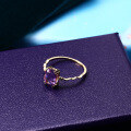 wholesale 9K Gold Yili Jewelry Small Wave Amethyst Ring for Women, One-Click Dropship Minimalist Versatile Square Hand Accessory-0-2