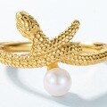 wholesale S925 Sterling Silver Gold-Plated Snake-Shaped Ring, Cute and Minimalist, European and American New Fashion Trend Pearl Ring for Wholesale-0-2