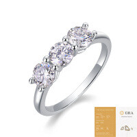 925 Silver Exaggerated Stackable Women's Rings, Custom Processing-R13574 Moissanite 50 points * 3 (with GRA certificate)  US size 6 / Hong Kong size 13