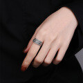 wholesale S925 Sterling Silver Retro Vintage Wide Braided Chain Adjustable Pinky and Index Finger Ring for Men and Women-0-2