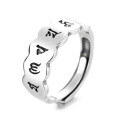 wholesale Metal Material: S925 Sterling Silver Unisex Couple Rings Heart Sutra Trendy Personalized Adjustable Open Ring Retro Thai Silver Six Mantra-0-4