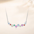 wholesale S925 Sterling Silver Rainbow Zircon Necklace, Women's Dopamine Design, Luxury Small Batch, Personality Collarbone Chain-0-3