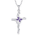 wholesale S925 Sterling Silver Micro-Inlaid Zircon Cross Necklace Fashion Minimalist Classic Versatile Pendant Collarbone Chain-0-4