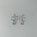wholesale S925 Sterling Silver Icy Cold Sense Swinging Starry Sky Blue Star Bow Ear Studs New High-end Sweet Dangle Earrings for Women-0-5