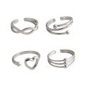 wholesale S925 Sterling Silver Korean-style Ins Multi-layer Interwoven Woven Heart Women's Knuckle Ring Pinky Ring Toe Ring Stacking Ring Set-0-4