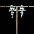 wholesale Metal: 925 Silver Gold Plated, High Carbon Diamond Setting, Enamel Painted, Luxury Banquet Earrings for Women-0-3