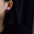 wholesale S925 Sterling Silver Natural Lapis Lazuli Ear Clasps for Women, Afghan Imperial Lapis, Minimalist and High-End Lapis Earrings-0-3