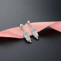 wholesale S925 Sterling Silver Korean-style New Foreign Trade Diamond-inlaid Earrings, Fresh and Popular Feather Drop Earrings-0-3