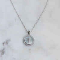 wholesale S925 Sterling Silver Red Elk Whole Body European and American Cross Pendant Mother-of-Pearl Necklace, Niche Fashion Street Style Gift-BX0421-White Gold 925 Silver