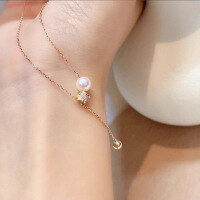 wholesale S925 Sterling Silver Red Elk Pearl Necklace for Women with a Delicate Waist Chain, Lucky Bead Pendant, Exquisite and Versatile Luxury Collarbone Chain-BX0012-Gold 925 Silver