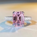 wholesale S925 sterling silver thick gold-plated ring with pagoda-cut premium pink diamond, exquisite craftsmanship, lightweight luxury, elegant pink diamond ring for women-0-3