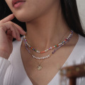 wholesale S925 silver beaded pearl necklace for women, colorful glass rice beads, ins cross-border hot seller, new in February 2025-0-3