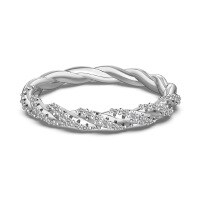 wholesale S925 Sterling Silver Korean New Arrival Women's Ring with Delicate Twist Design and Zircon Accents, Exuding Understated Luxury and Sophistication-Platinum DY121112-SW-WH 7