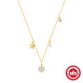 wholesale S925 Sterling Silver Classic Five-Pointed Star Pearl Zircon Diverse Pendant Necklace, Popular in Europe and America, INS Petal Necklace-0-5