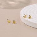 wholesale S925 Sterling Silver Minimalist Geometric Stud Earrings With Smiley Face Design, Versatile Wholesale-0-1