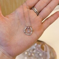 wholesale S925 Sterling Silver Spring Love Floral Wreath Necklace with Colorful Enamel Flower Rose Pendant, Sweet and Versatile Collarbone Chain-Platinum>925 silver