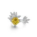 wholesale 925 Metal New Style 5ct Ring 10*10 High Carbon Yellow Diamond Ice Flower Cut Ring-0-5