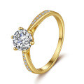 S925 Silver 65mm Round 1ct Moissanite Six-Prong Ring for Women-0-3