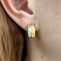 wholesale S925 Sterling Silver and Gold Plated Double-tone Circle Earrings and Rings Set, Light Luxury Heavy Duty Unisex Hip-hop Jewelry-0-3