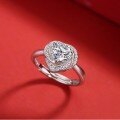 925 Silver Moissanite Micro-Set Heart Ring, Women's Cross-Border Fashion Ready Stock Jewelry Factory-0-2