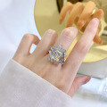 wholesale 925 Silver 4ct Emerald Cut High Carbon Diamond Geometric Rhombus Ring, Mu Jing Jewelry NewIns-0-3