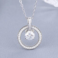 wholesale S925 Sterling Silver Circle Rotating Diamond Inlay Necklace, Fashionable and Light Luxury, Niche Design, Versatile Circular Collarbone Accessory-0-1