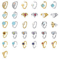 wholesale S925 Sterling Silver GMR Collection Natural Moonstone Open Ring Hammer Texture Fashion Stackable Wholesale-Minimum order: 30-GMR16-14K-P