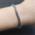 wholesale S925 Sterling Silver Gold-Plated Tennis Chain with Premium Blue Moissanite, 3/4/5mm Full Pavé Bracelet-0-2