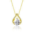 S925 Sterling Silver Moissanite Water Drop Pendant Necklace-0-5
