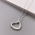 wholesale Metal material: 999 Silver Hollow diamond-inlaid irregular heart necklace, niche design, minimalist and elegant collarbone chain gift-0-1