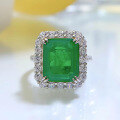 wholesale Sterling Silver Style 5CT Simulated Emerald Cut 10*12 Geometric Rhombus Ring Cross-border-0-1