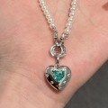 wholesale High-Carbon Steel Ocean Heart · Paraíba Light Sea Blue Sapphire Heart Pearl Necklace Light Luxury Retro Pendant Collarbone Chain-0-0