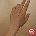 wholesale S925 Sterling Silver Love Heart Diamond Accent Chain-Style Ring Bracelet-0-1