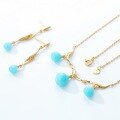 wholesale Silver Japanese Light Luxury Amazonite Lily of the Valley Long Drop Earrings, Mori Girl Style Geometric Floral Blue Dangle Earrings Wholesale-0-2