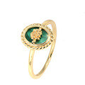 wholesale 925 Silver Gold-Plated, Japanese-style Luxury Jewelry, Vintage Ring with Unique Design, Natural Malachite Women's Ring-0-0