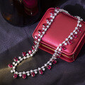 wholesale Metal material first, Xiaohongshu hot-selling "Gliding Years" court-style 6*8mm oval lab-grown ruby necklace, high-end jewelry-0-1