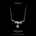 925 Silver Gold-Plated Bow Moissanite Necklace, D Color High Clarity, Wholesale-0-4