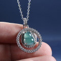 S925 Silver Inlaid Natural Hazardous Blue Water Jade Gourd Pendant-0-0