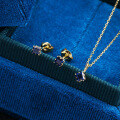wholesale 9K Gold Japanese-Inspired Luxury Jewelry Minimalist Exquisite Geometric Sapphire Necklace and Stud Earrings Set for Women New Collection-0-2