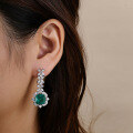 wholesale S925 sterling silver new emerald ice-cut gemstone earrings for women wholesale factory-0-1