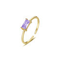 wholesale 925 Sterling Silver Retro Square Colored Gemstone Ring For Women, Ins Cross-border Thin Open Band-0-7