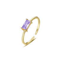 wholesale 925 Sterling Silver Retro Square Colored Gemstone Ring For Women, Ins Cross-border Thin Open Band-K227K-lavender Opening adjustable